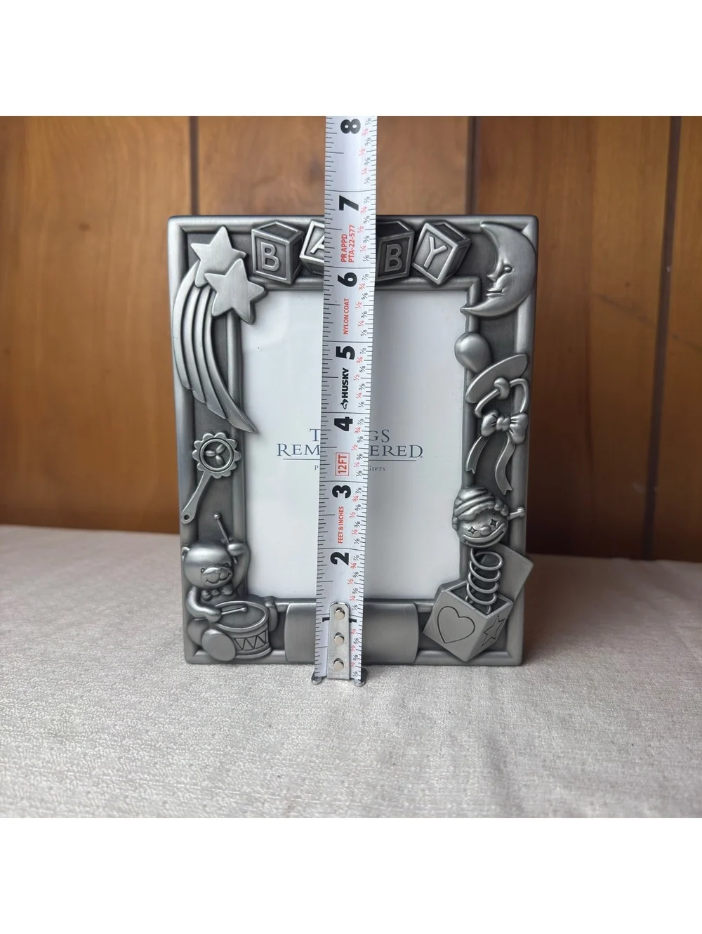 Vintage Thing Remembered Baby Photo Album Frame 4x6 Silver Tone Nursery Keepsake